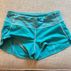 Size 4 Lululemon aqua running shorts